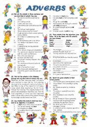 English Worksheet: ADVERBS PRACTICE (Editable with Key)