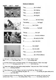 English Worksheet: Modals deduction continuous