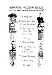 English worksheet: Historical prominent figures
