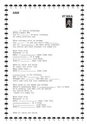 English Worksheet: RAIN by Mika