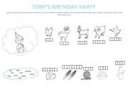 English worksheet: Tonys b-day party