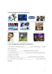 English Worksheet: TELEVISION - types of programmes