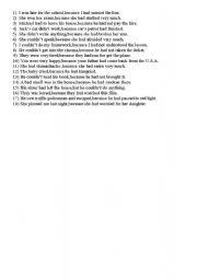 English Worksheet: past perfect