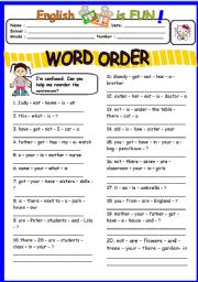 English Worksheet: Word order