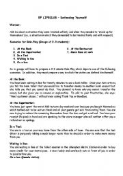 English Worksheet: Defend yourself