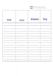 English worksheet:  re write about house objects 