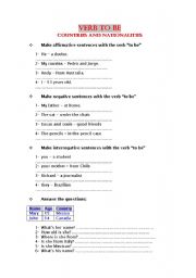 English worksheet: VERB TO BE all forms