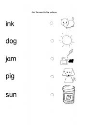English worksheet: CVC matching picture to word