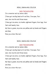 English Worksheet: bob the monster