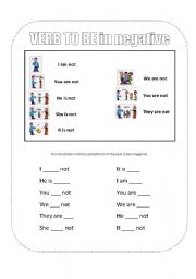 English worksheet: Verb to be in negative