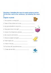 English Worksheet: plural  noun