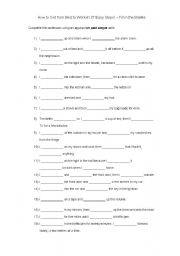 English Worksheet: how to get from bed to work in 27 steps