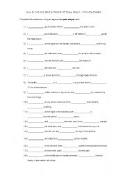 English worksheet: how to get from bed to work in 27 steps