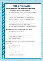 English Worksheet: USE OF ENGLISH