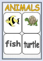 English Worksheet: ANIMALS FLASHCARD or POSTER ( Part : 4 ) | TWO PAGES |