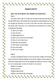 English Worksheet: Reading activity