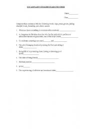 English Worksheet: vocabulary