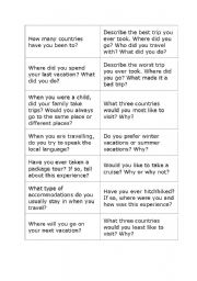 English Worksheet: Travel Conversation Cards