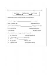 English worksheet: compartives short quiz