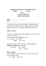 English Worksheet: prefixes and suffixes