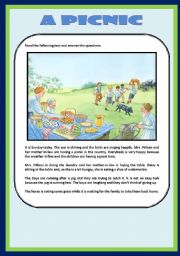 English Worksheet: A PICNIC