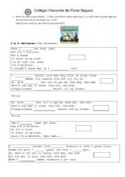 English Worksheet: Im a believer (song) Shrek Soundtrack