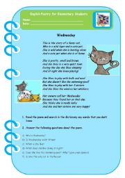 English Worksheet: Wednesday - Poetry for Elementary Students