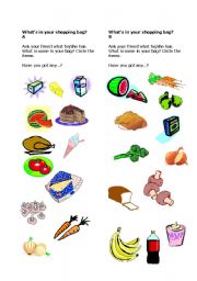 English Worksheet: Shopping bags pair work