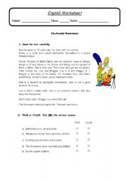 English Worksheet: The Simpsons Family