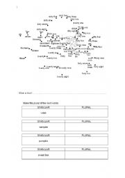 English worksheet: Halloween. Singulars and plurals