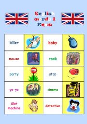 English Worksheet: English words I know domino. Part 1/6
