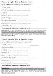 English Worksheet: famous people for a famous cause
