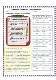 English Worksheet: Prepositions of time