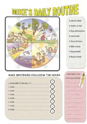 English Worksheet: MIKES DAILY ROUTINE