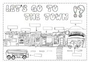 English Worksheet: lets go to the town