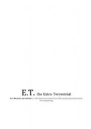 English Worksheet: E.T. questions for the movie