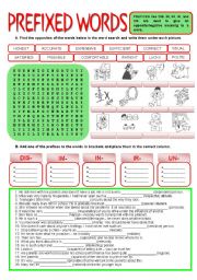 English Worksheet: PREFIXES - un / dis / im / ir / un + KEY