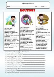 English Worksheet: ROUTINES