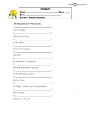 English worksheet: Ficha de Ingles 5 ano  (questions)