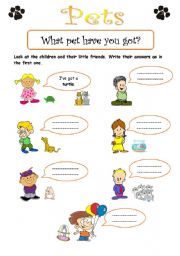 English Worksheet: Pets