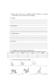 English worksheet: exercises animals/pronoums