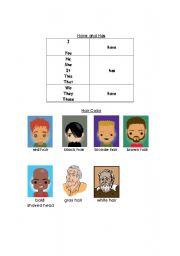 English Worksheet: Hair Colors with Have and Has