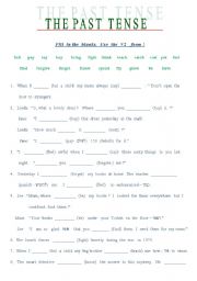 English Worksheet: Past  Simple  +   Sentence  Completion