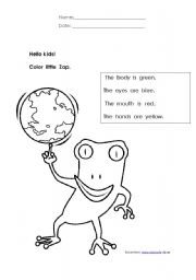 English worksheet: Read and color