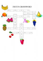 English Worksheet: Fruit Crossword