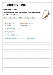 English worksheet: Writing  Activity -  personal details