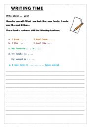 English Worksheet: Writing  Activity -  personal details