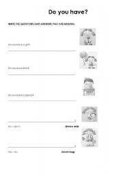 English worksheet: Do you have?