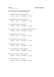 English Worksheet: Always often sometimes never worksheet