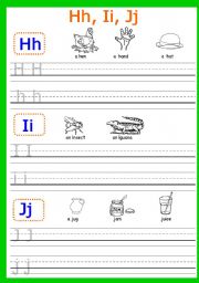 Hh Ii Jj Kk Ll Mm writing. PART 3 5 pages ESL worksheet